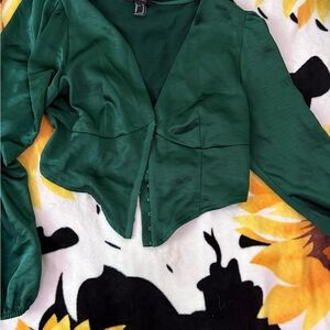 Forever 21 Green Fitted Crop Blouse